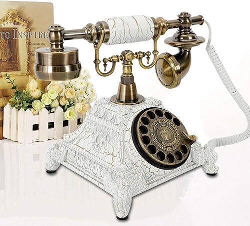 Miniatura 3 de Teléfono giratorio retro Teléfono vintage Teléfono retro Teléfono giratorio vintage Teléfono de resina blanca Vintage Teléfono de oficina en casa y