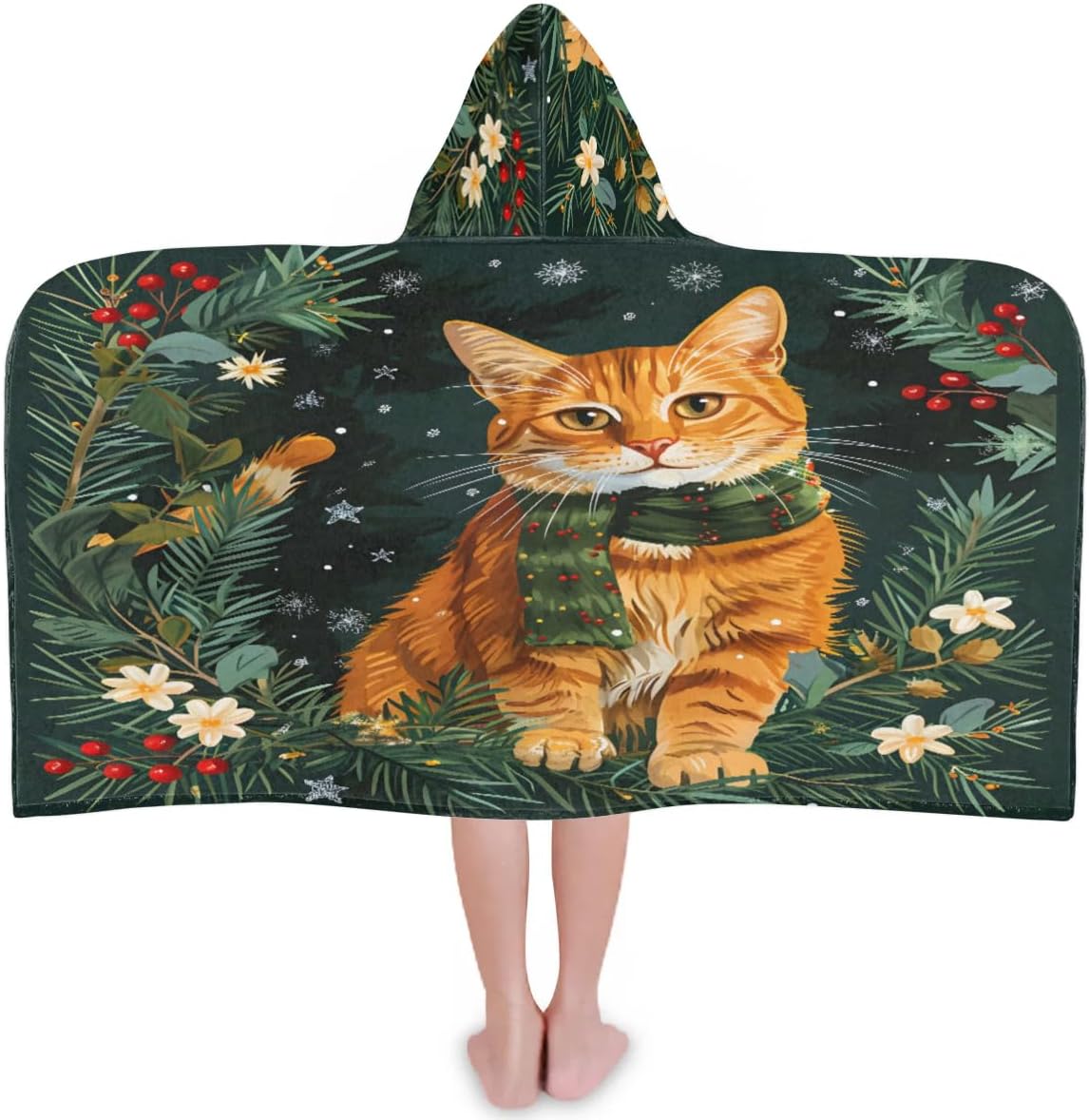 Kid Bath Towels New Year Cat Kids Towel with Hood for Girls Boys Beach Towel Pool Cover Up Soft Absorbent Toddler Hooded Bath Towel for Shower, Beach, Pool