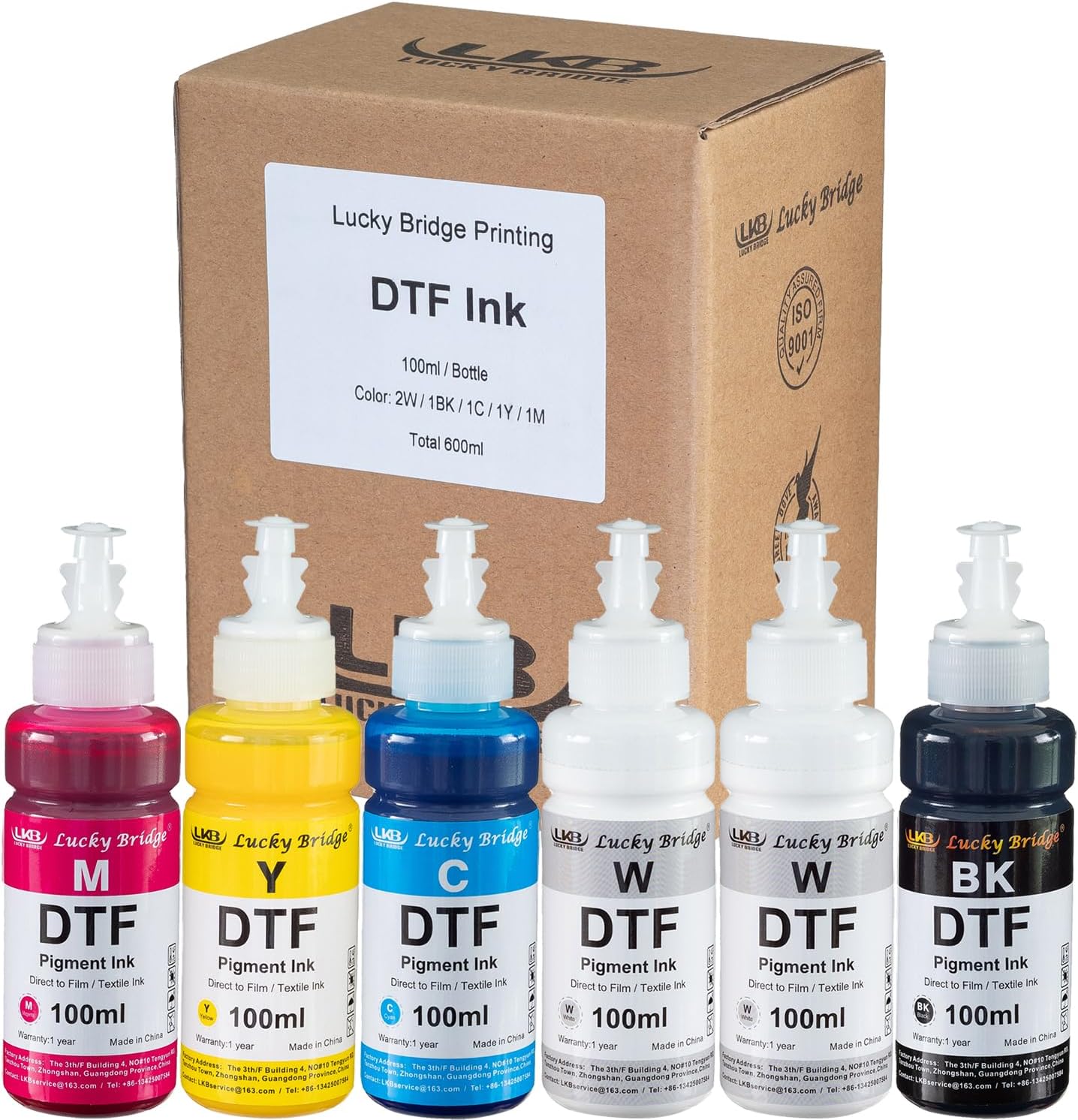 DTF Ink 6x100ml Premium Pigment Ink for PET Film Heat Transfer Printing Refill ink for all Epson DTF Printer with printhead DX5 DX7 5113 XP600 I3200 etc.- (600ml) UK