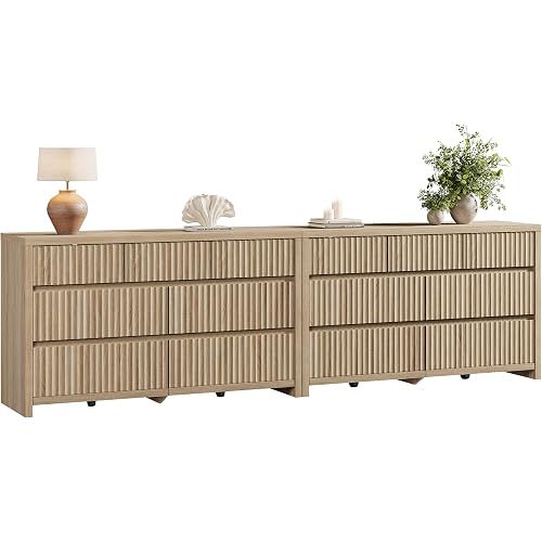 SICOTAS Fluted Dresser for Bedroom with 14 Drawers, Modern Chest of Drawers