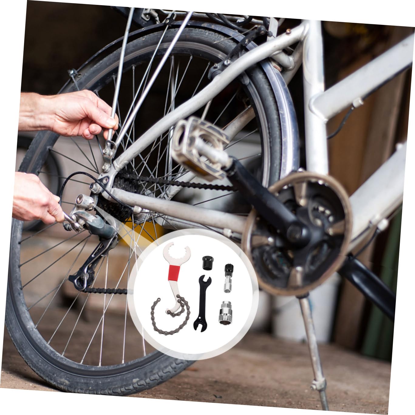 POPETPOP Estrattore per Guarnitura in Metallo Attrezzo per Estrazione Pedivella Dispositivo per Movimento Centrale Scanalato Denti Adatto Biciclette da Strada Mountain Bike e Corsa