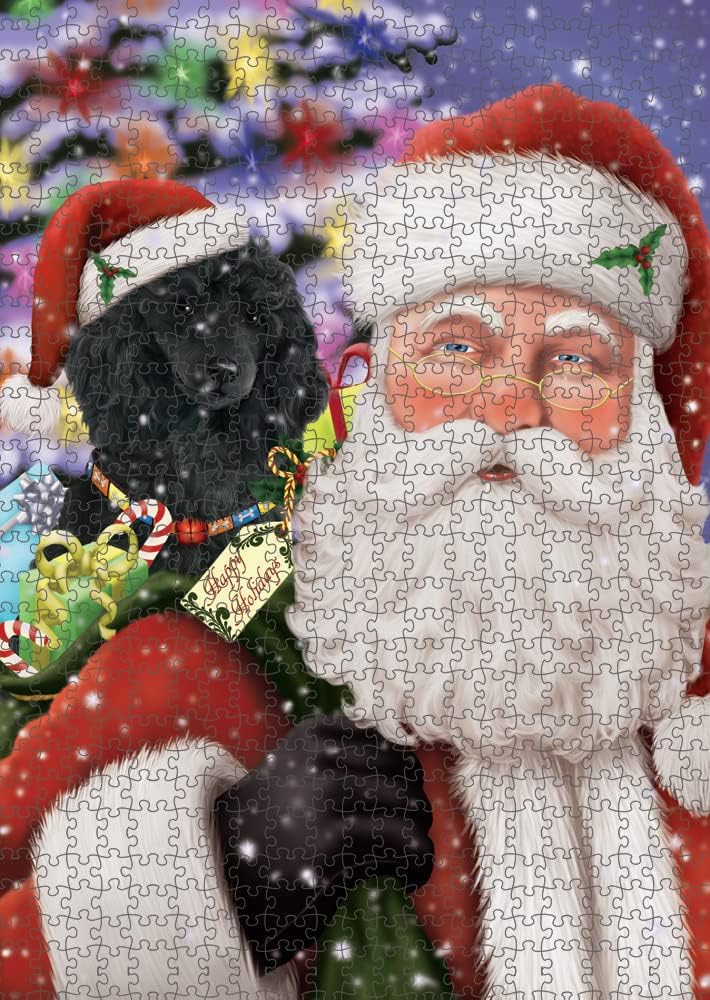 Christmas Santa with Presents and Poodle Dog Jigsaw Puzzle for Adults - Animal Printed Interlocking Puzzle Game Artwork - Gift for Dog Lover's -1000 Pcs 29.5"x19.7", PZLE56653