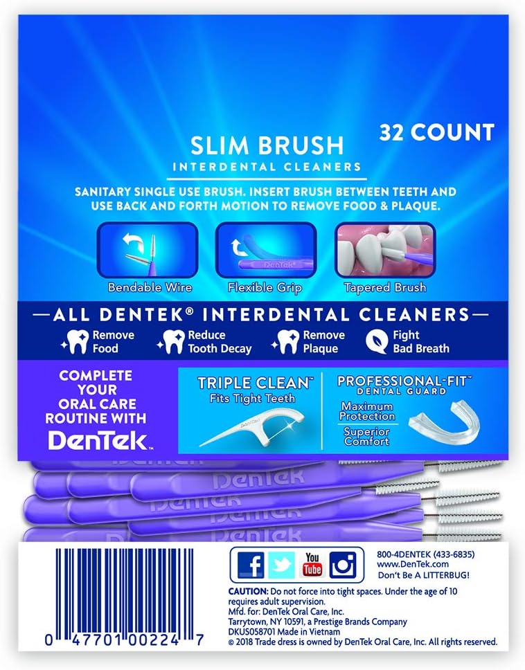 DenTek Slim Brush Interdental Cleaners Brushes Between Teeth Extra
