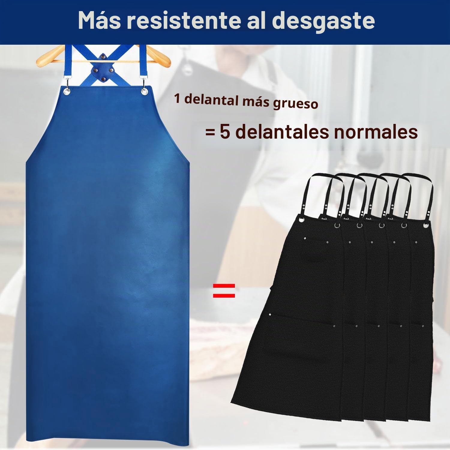 SHEOMERN Delantales impermeables de goma sintética para lavavajillas, delantal de carnicero resistente, delantal ajustable con espalda cruzada para lavavajillas