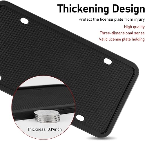 Miniatura 5 de 1 marco de silicona para placa de automóvil, 12.2 x 6.3 pulgadas, impermeable, a prueba de óxido, no daña la pintura del automóvil, soporte