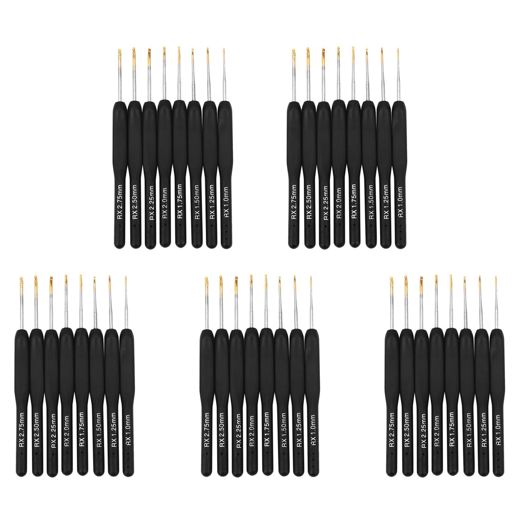 Hndhbfgrt 40Pcs Black Knitting Needles Plastic Handle Crochet Hooks for Knit DIY Craft Tool Weaving Kit Braid