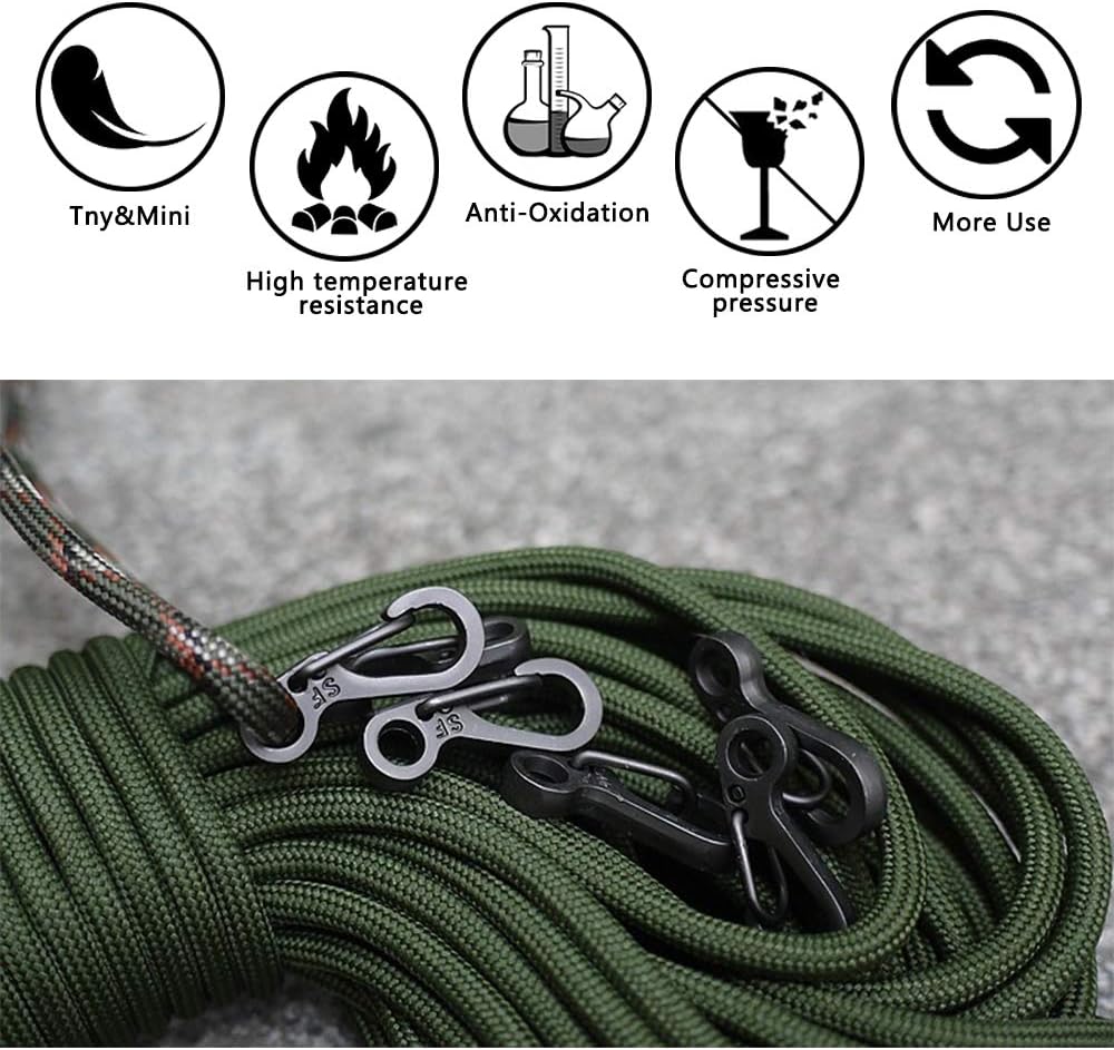 36 PCS Mini Carabiners for Climbing, ECANGO Small Durable Metal Spring Backpack Clasps for Paracord Camping EDC Keychain Clips Spring Snap Hook Tactical Survival Gear (3 Colors) - Image 3