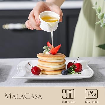 MALACASA Mini Ramekins 2 oz set of 24, Ramiken, Ceramic Creme Brulee Ramekins, White Custard Cups, Small Dipping Bowls for Kitchen Serving Sauce Condiments, Dishwasher Oven Safe, Series RAMEKIN.DISH | Set of 24 Ceramic Ramekins for Sauce, Condiments, Dipping Bowls for Kitchen