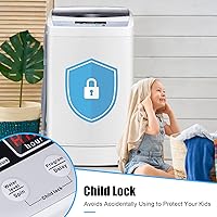 Vista 5 de COSTWAY Lavadora portátil, capacidad de 12 libras, lavadora completamente automática con 10 programas de lavado, pantalla LED, 8 niveles de agua