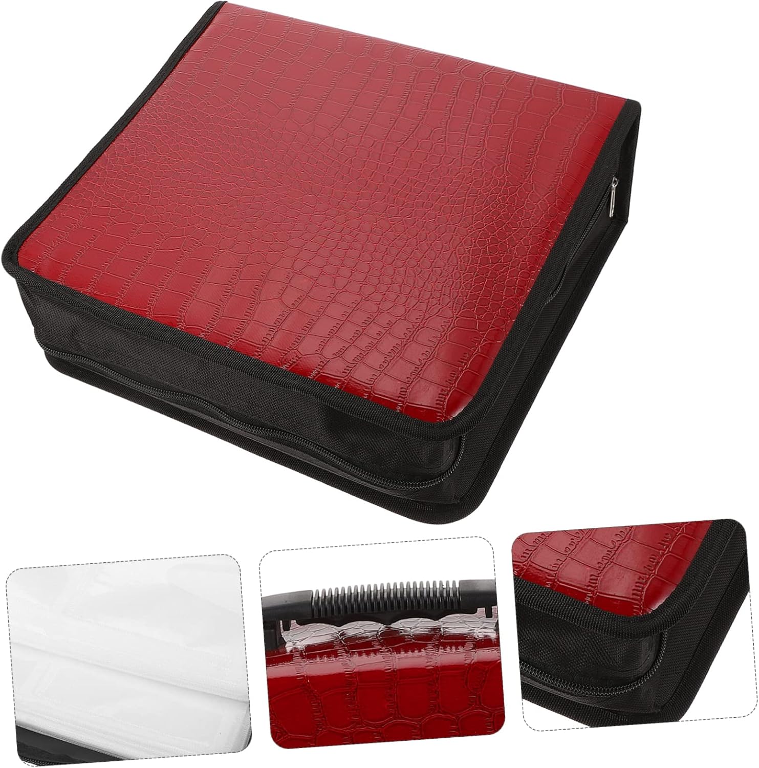 200 Pieces Cd Storage Bag Large Capacity Pu Case for Travel Red Cd Pouch Storage Large Travel Pouch