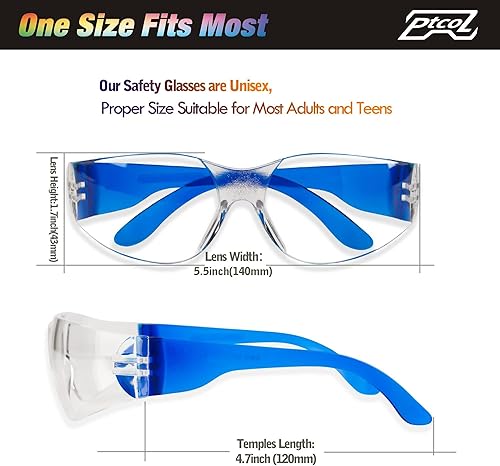 Miniatura 6 de Paquete de 28 lentes de seguridad en 7 colores (paquete a granel de 24 + 4), gafas protectoras unisex transparentes antiarañazos, resistentes a los