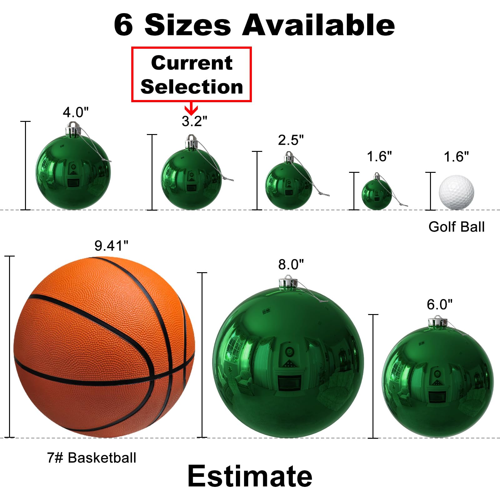 Lot de 24 boules de Noël incassables pour sapin de Noël - Grande guirlande à suspendre - Vert émeraude - 8,1 cm