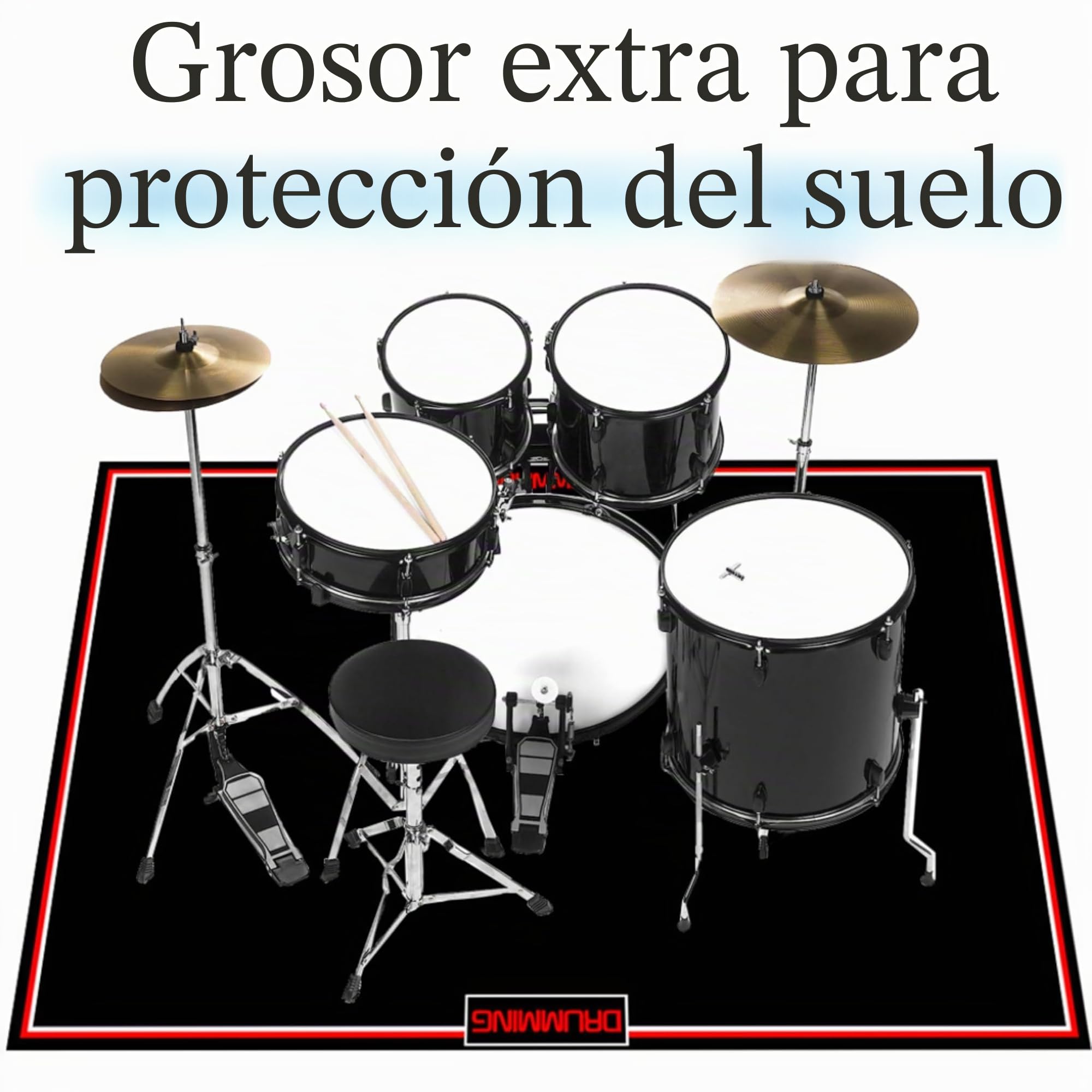 Alfombrilla de tambor antideslizante con aislamiento acústico, para interior y exterior, con ejercicios musicales, alfombrilla de protección del suelo