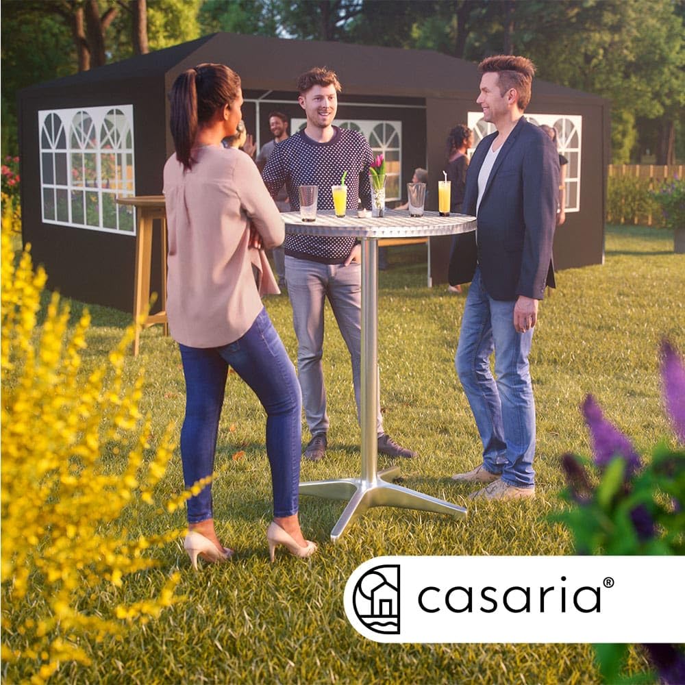 Casaria® Table Basse Pliante Intérieur Extérieur - Set de 2 Tables à Manger Rondes - Hauteur Ajustable 70-115 cm - Plateau Pliable - Ilot Cuisine, Meuble Bar, Mange Debout, Table de Jardin