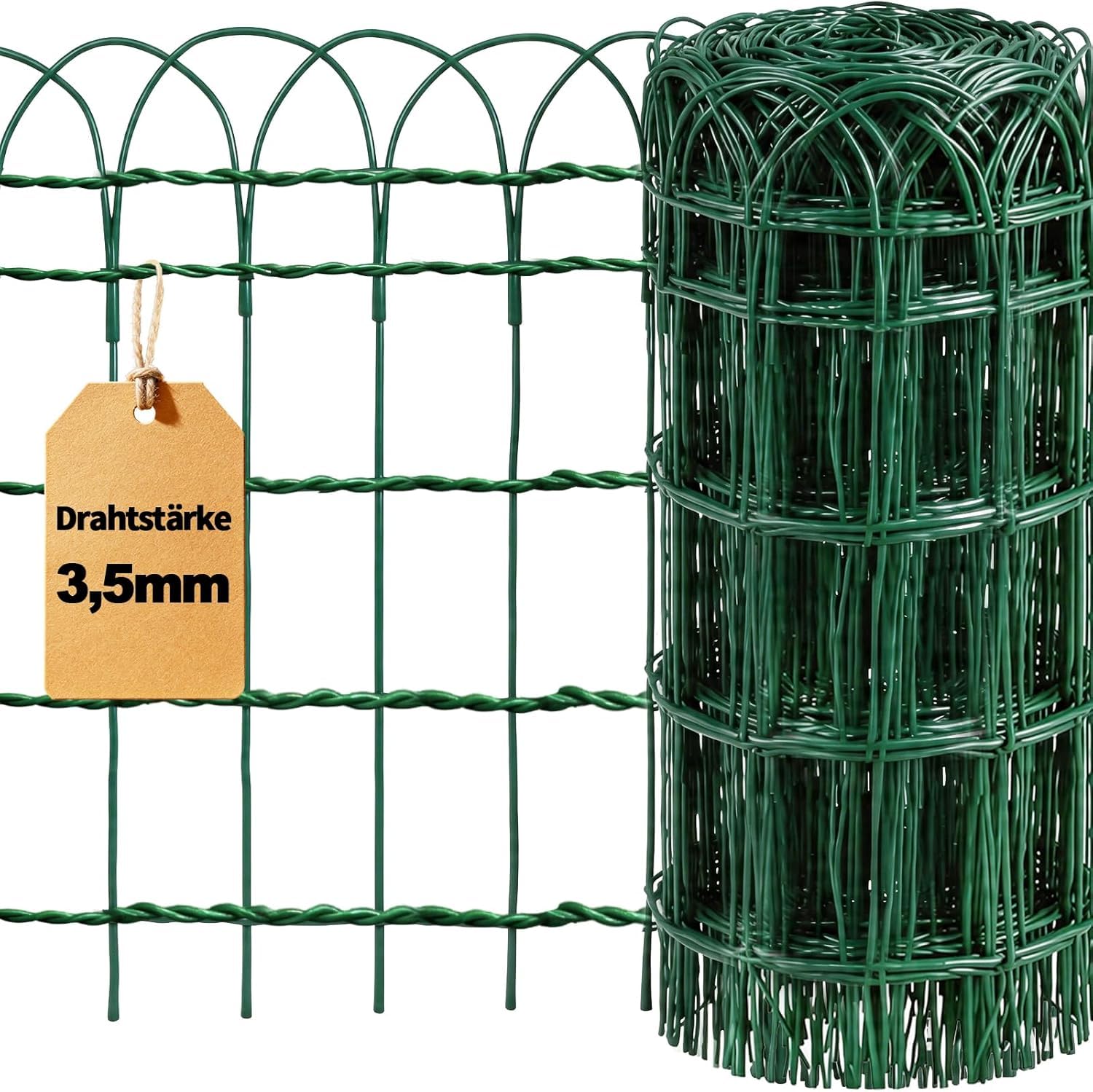 Amagabeli Gartenzaun, 0,4 m x 25 m, grün, 2,95 mm, RAL6005, PVC-beschichteter Metalldraht, rostfrei, für den Außenbereich, für Blumentiere