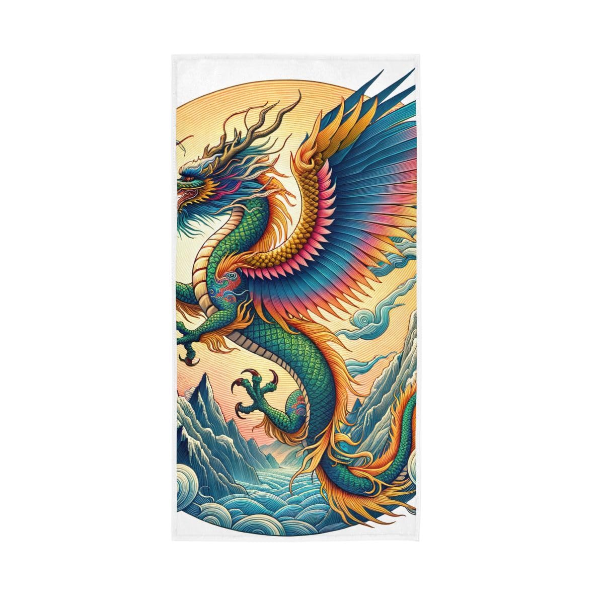 HUYGD Oriental Style Dragon Clouds Farmhouse Hand Towels Bathroom, Hand Towels for Bathroom, Travel, Camp, Hotel, Spa 15 x 30 Inches