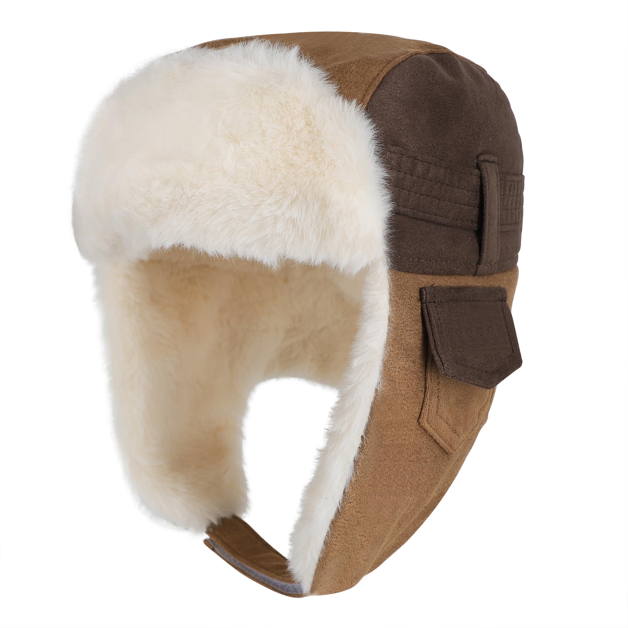 JIAHG Chapka d'hiver Enfant 3-8 Ans Chapeau d'aviateur Suédé Imperméable Doublé de Polaire Bonnet de Trappeur avec Oreillettes Doux Épais Chaud pour Sports en Plein Air