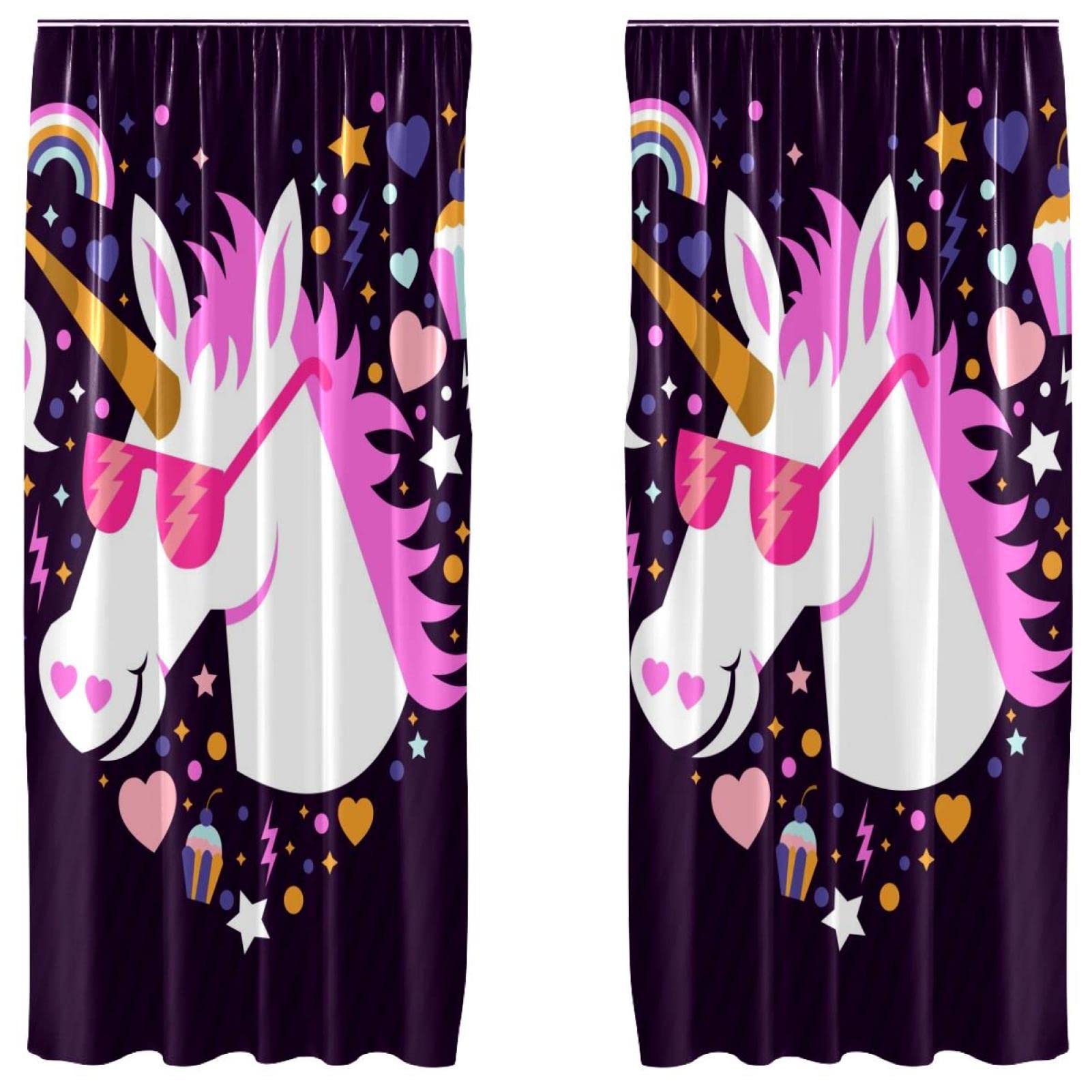 Rideaux licorne violette 140x213cm pour illuminer la chambre fille