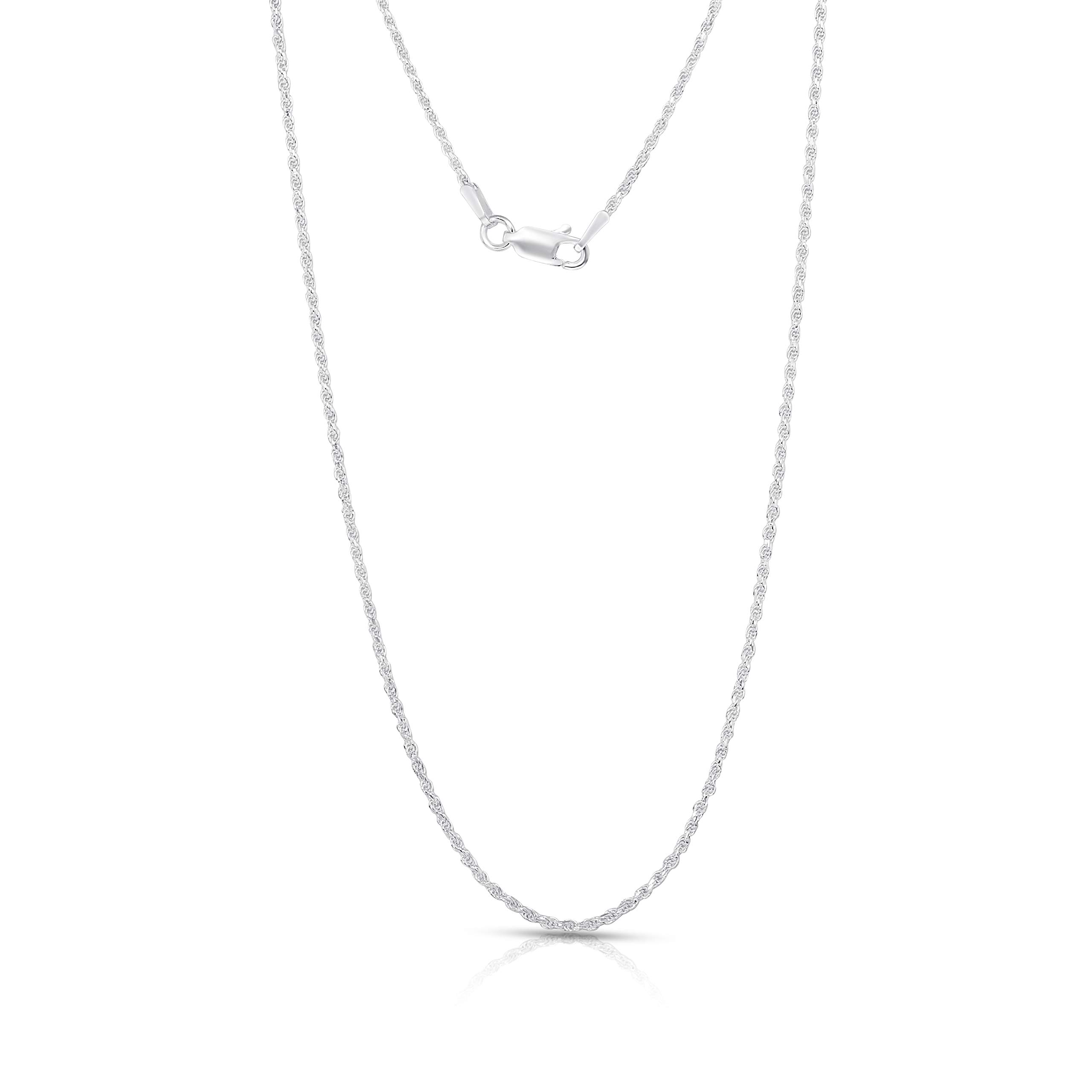 Authentic Solid Sterling Silver Rope Diamond-Cut Braided Twist Link .925 ITProLux Necklace Chains 1MM - 5MM, 16" - 30", Made In Italy, Men & Women