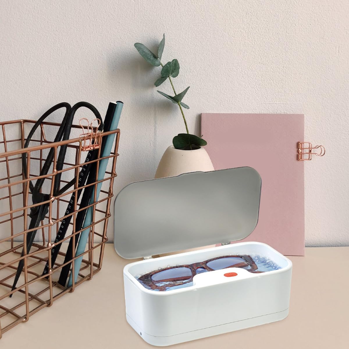 Milisten Schall Schmuckreiniger und Uhrenreinigungsgerät Tragbare Kleine Reinigungsbox Geräuscharmer Multifunktions Brillenreiniger für Haus und Geschäft