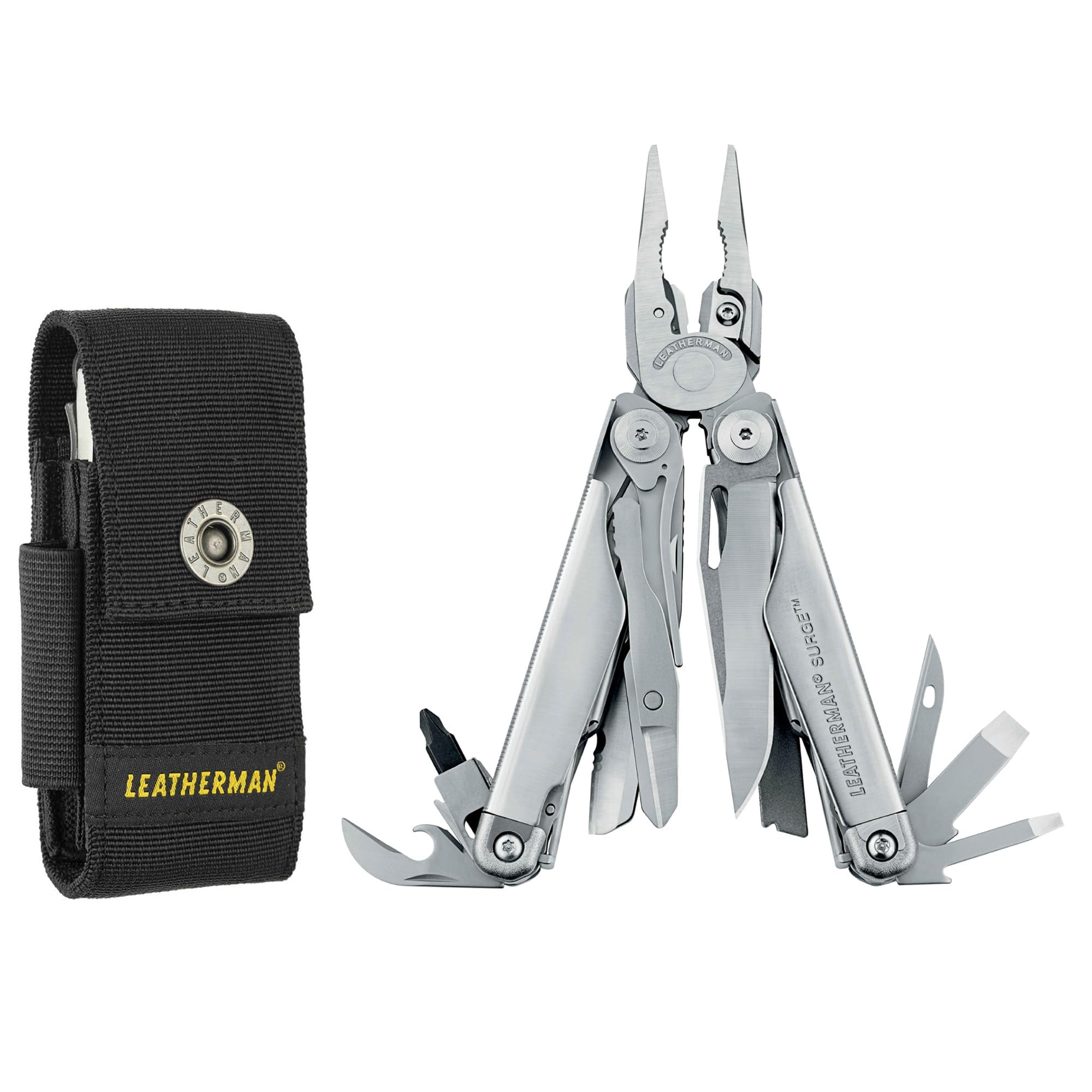 LEATHERMANSurge, 21-in-1 Heavy-Duty Multi-tool for Work, Home, Garden, DIY & Auto, Stainless Steel with Premium Nylon Sheath