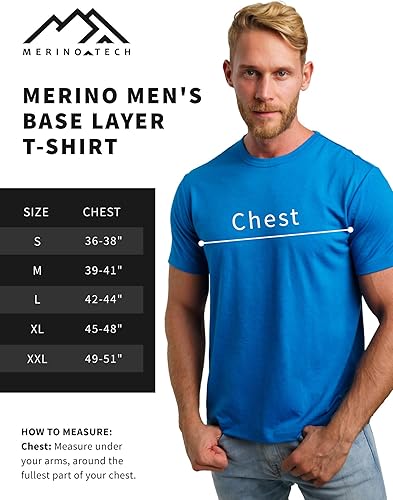 Miniatura 7 de Merino.tech Camiseta de lana merino para hombre, 100% lana merina orgánica, capa base ligera + calcetines de lana de senderismo