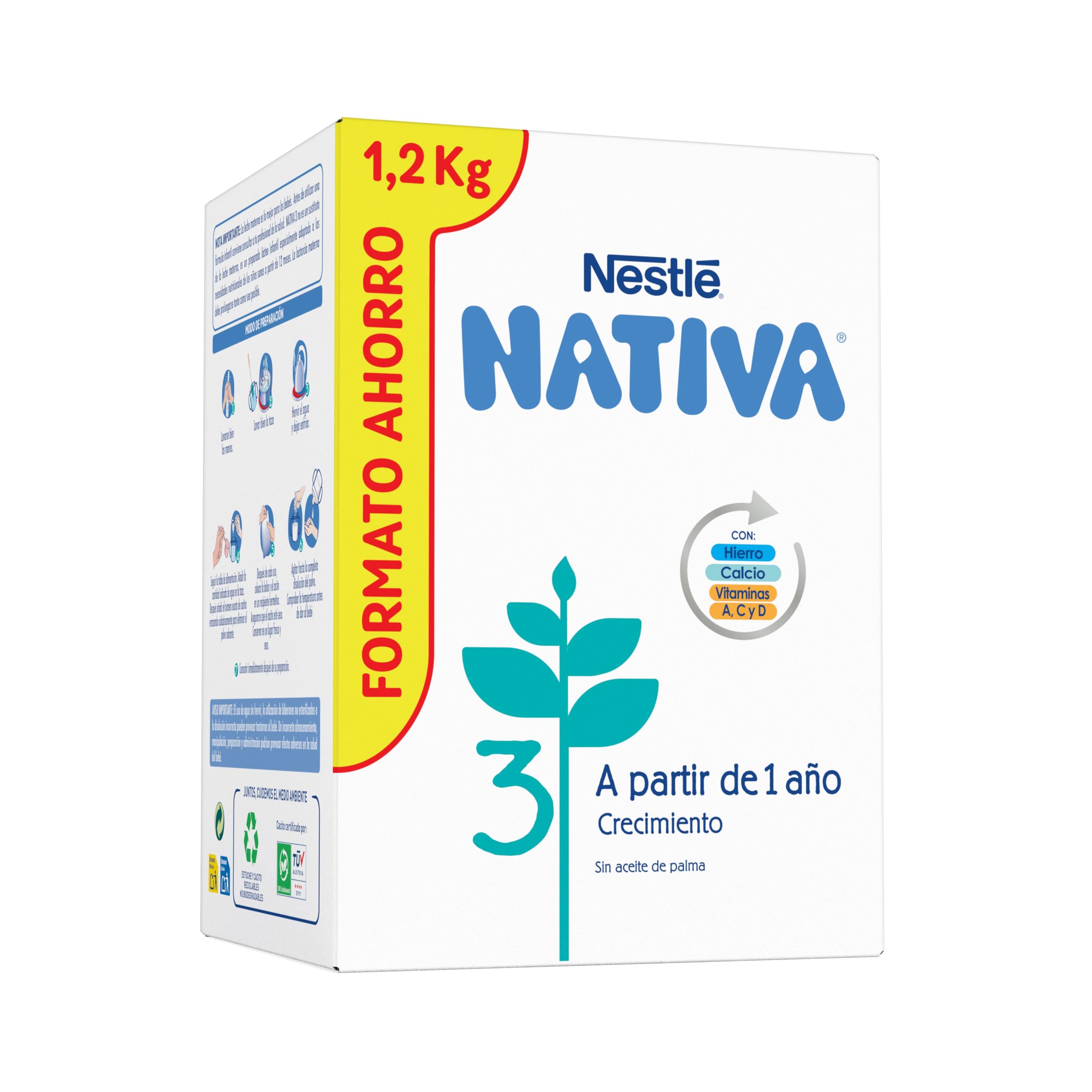 Nestlé Nativa 3 Leche De Crecimiento En Polvo Para Bebés 12 Meses, 1200 G