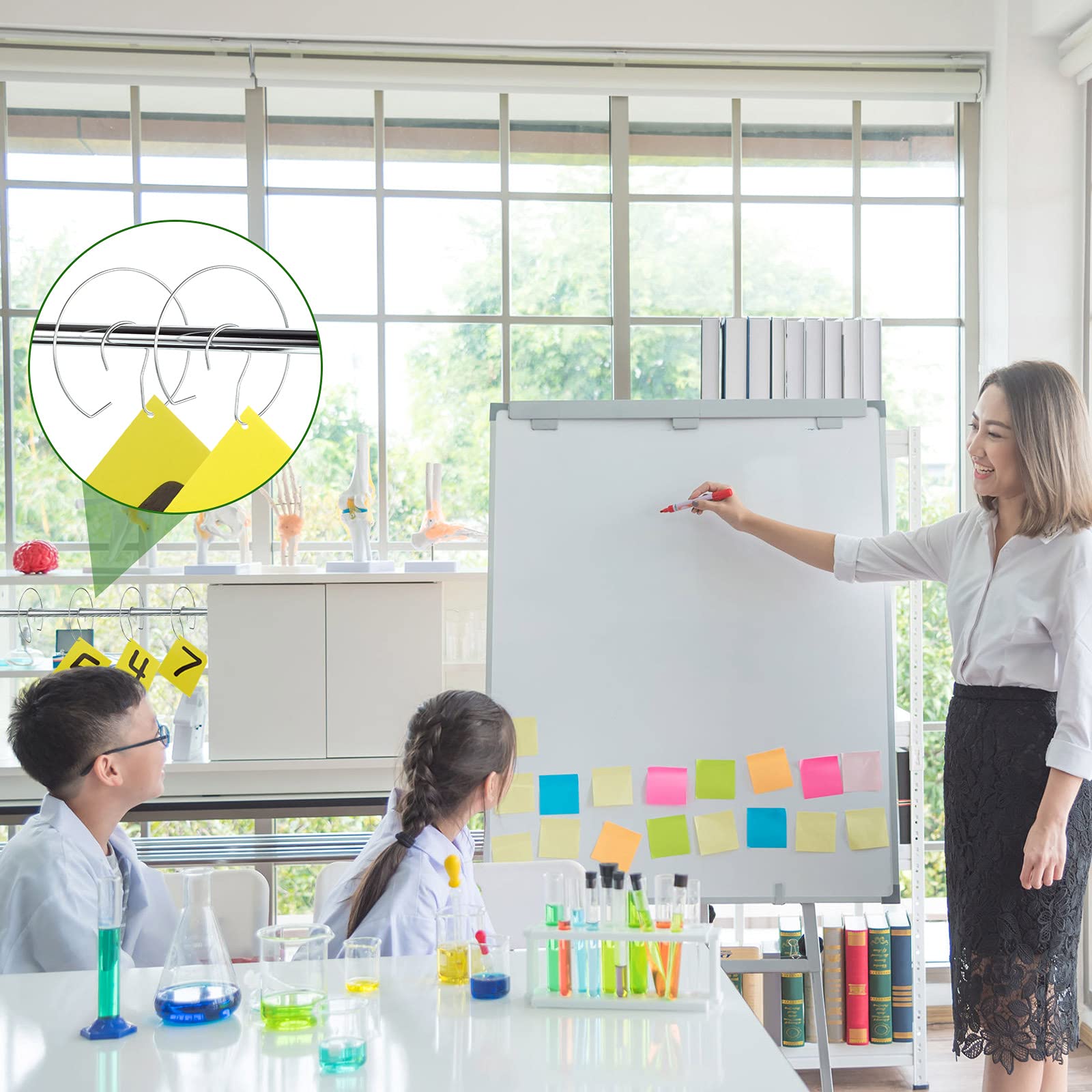 6 Pieces Double Pocket Chart Rings for Classroom Ring Set for Pocket Chart Stand Teacher Helper Hooks for Charts - Image 7