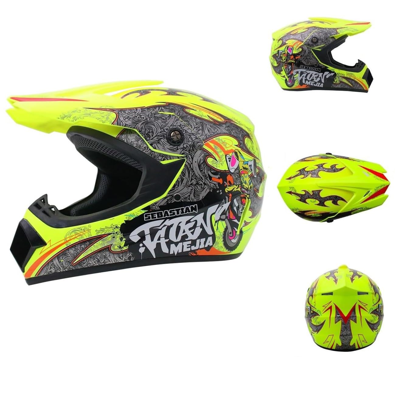 Zestaw kasków motocrossowych, młodzieżowy, dziecięcy | Pełnotwarzowy kask motocyklowy MTB Off Road Sports Downhill Enduro ATV BMX Quad Dirt Bike Kask