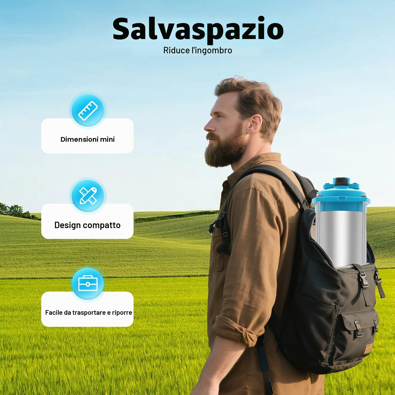 Pompa da giardino a 5 livelli pompa centrifuga autoadescante 1300 W per impianti idrici domestici, in acciaio inox, 2400 l/h 9,8 bar
