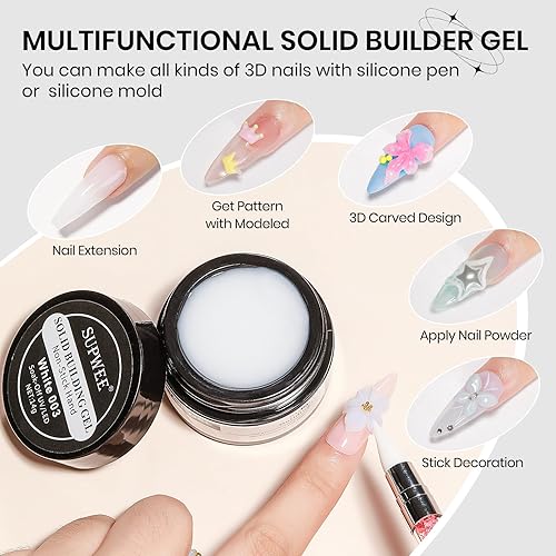 Miniatura 2 de Gel de escultura 3D blanco para uñas, gel 3D antiadherente para extensión de manos, geles de moldeo de escultura con silicona 3D, arte de uñas para