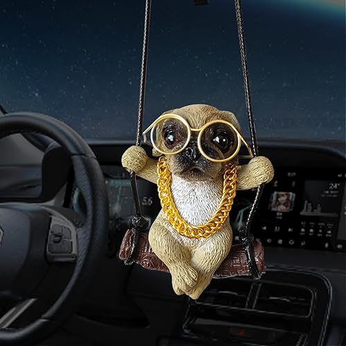 Miniatura 5 de Swinging Dog Rear View Mirror Accessories For Car Afrench Bulldog Cute Car Rear View Mirror Pendant Accessories Decorations Frenchie Gifts Suitable