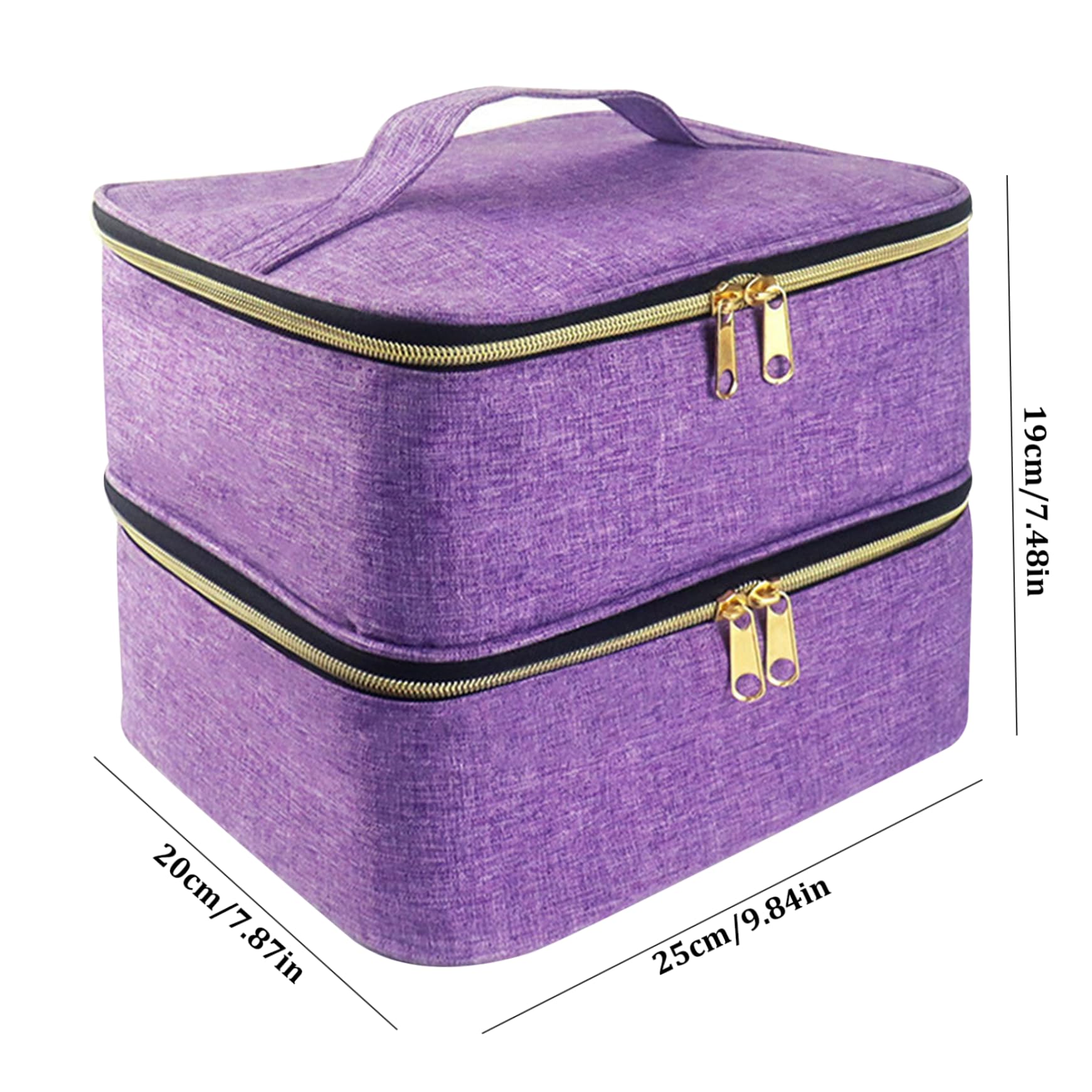 Caja de costura grande de 2 capas con asa y cremalleras, elegante estuche de almacenamiento morado para hilos de coser, agujas y accesorios, perfecto para entusiastas de las manualidades