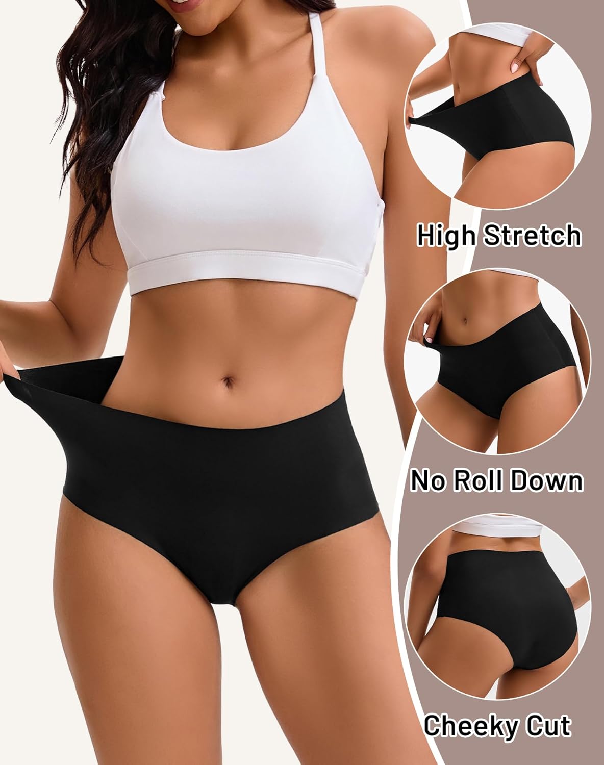 Women's Seamless Underwear No Show Lightweight Panties Invisible Briefs 4-Pack - Image 3