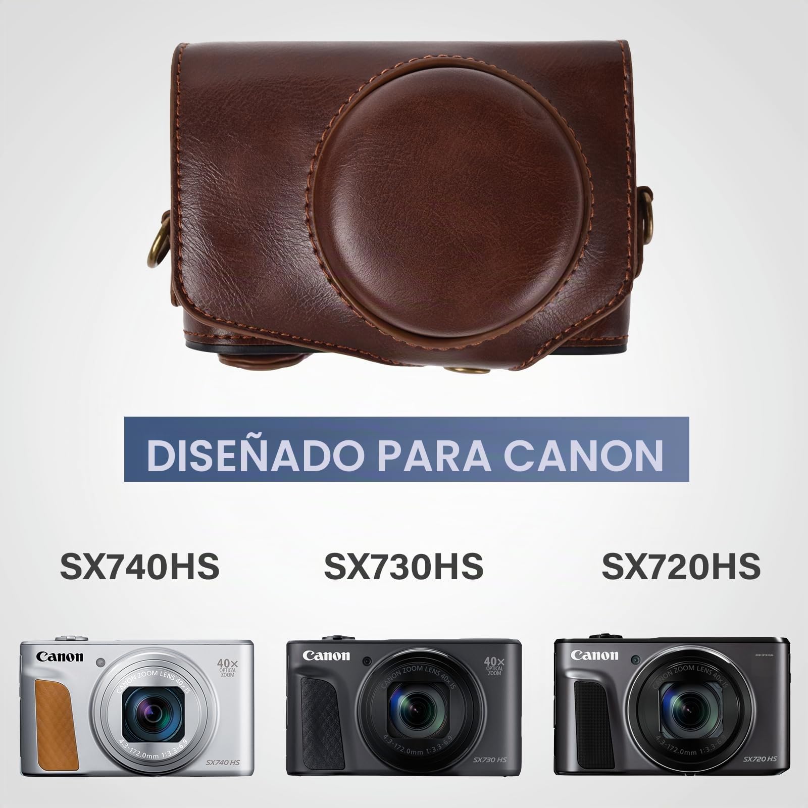 kinokoo Canon SX740 Case, PU Funda de Cuero para cámara con Correa para Canon PowerShot SX720 HS SX730 HS y SX740 HS