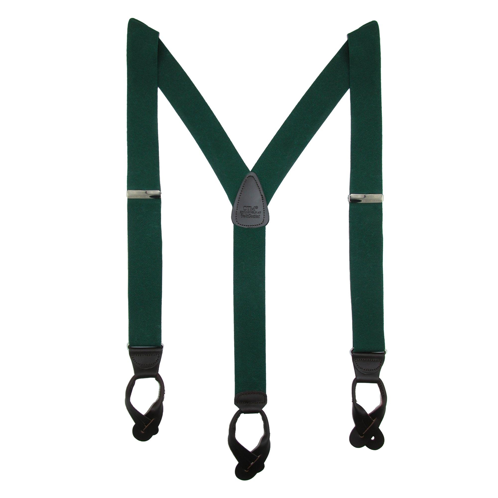CTM Men's Elastic Button End Dress Braces with Silver Hardware, Hunter Green