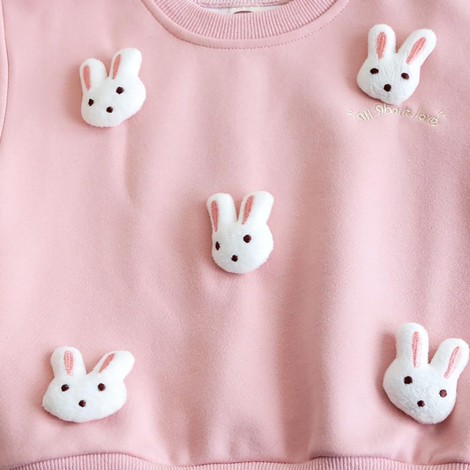 Cute Sweatshirt Babymädchen mit 3D Hase Pullover Kinder Kawaii Sweatjacke ohne Kapuze Hoodie Langarm Pulli Rundhals Lässig Oberteile Baumwolle Kleidung