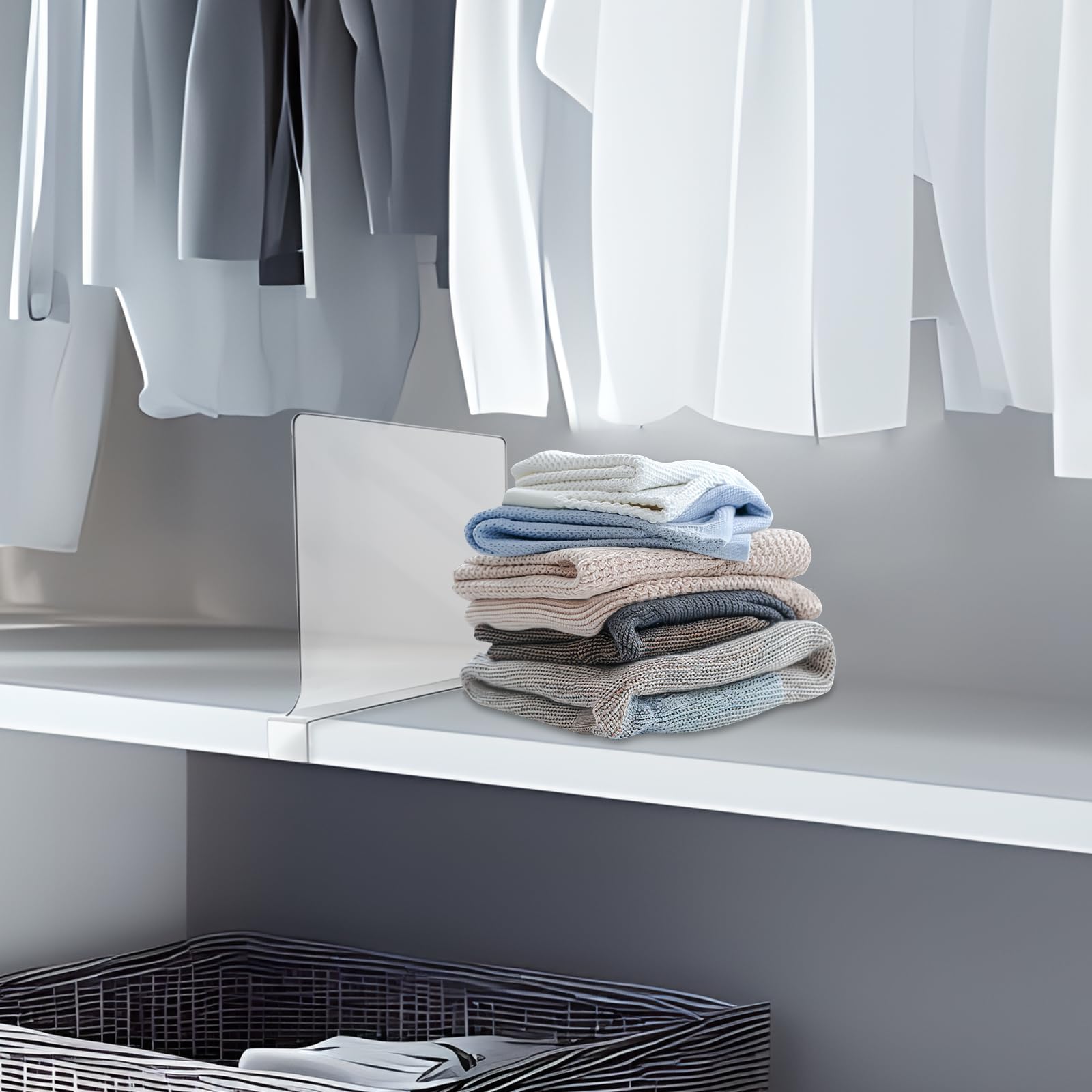 Transparente Acryl-Trennwände für Schrank-Organisation, Geldbörsen-Organizer, Handtaschen-Trenner, Bücherregal-Trennwand für Schrank, Schlafzimmer, Küche, Büro, Schrank, Badezimmer (A, 6 Stück)