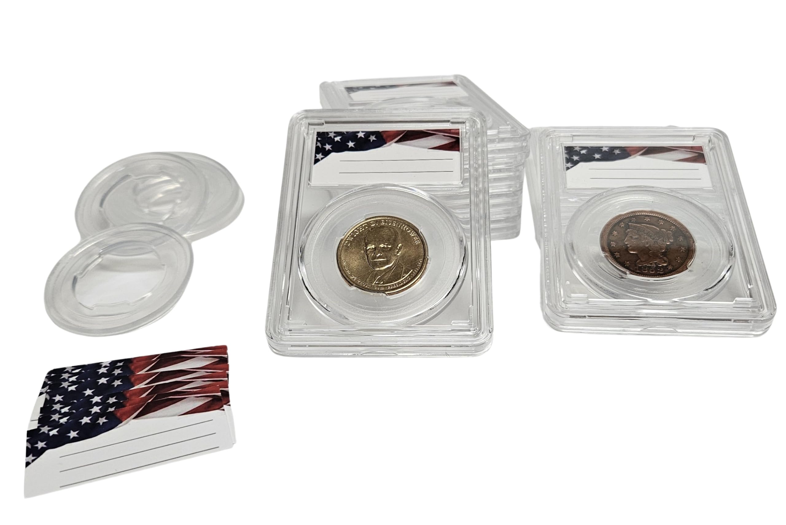 8-Pack Premium Acrylic Coin Slab Holder with 26mm Translucent Sizing Ring for US Small Dollars (Sacagawea, Presidential, Susan B Anthony) & First