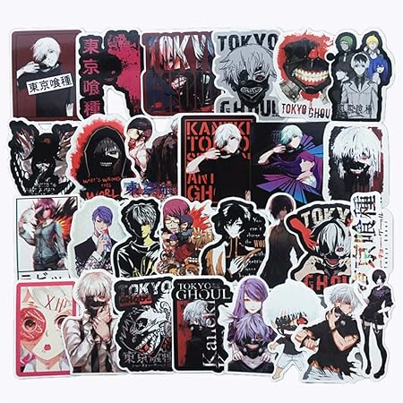 Amazon ホムラユー 東京食種 Tokyo Ghoul トーキョーグール 50枚 シール ステッカーセット 防水ステッカー ブランド スーツケースステッカー お気に入りのスーツケース ギター 車 バイク 自転車 ヘルメット パソコン 携帯 ノート シール ステッカー おもちゃ