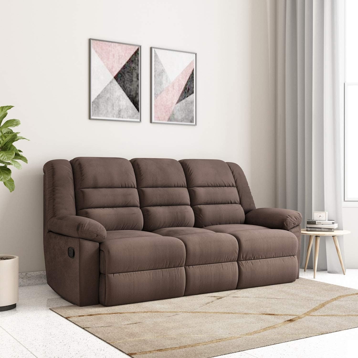 Amazon Brand - Solimo Musca 3 Seater Fabric Recliner (Brown) (B07FKKC81K) Amazon Price History, Amazon Price Tracker
