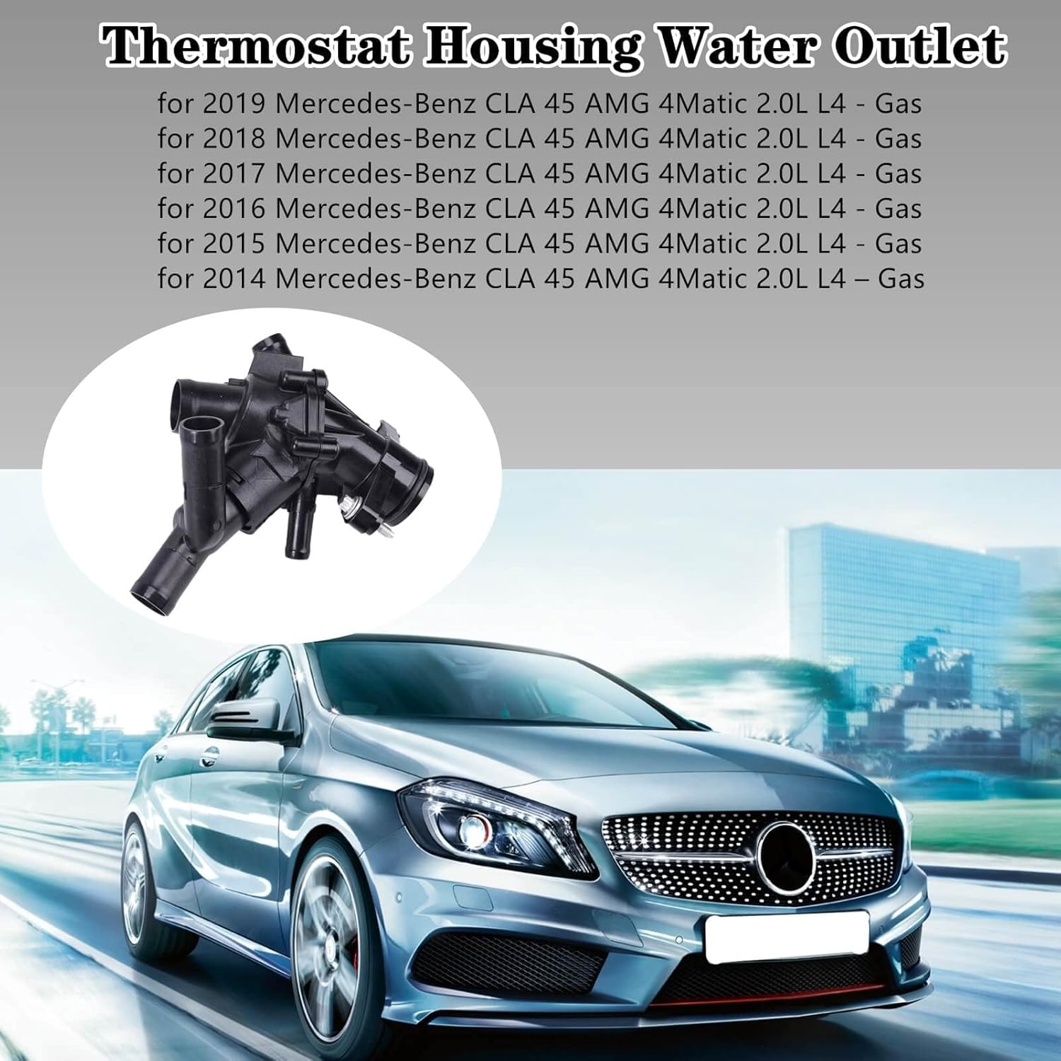 Engine Coolant Thermostat Housing Water Outlet 2702000615 for Mercedes CLA250 GLA250 CLA45 AMG GLA45 AMG 2.0L - Replaces 2702002200 and 2702000415