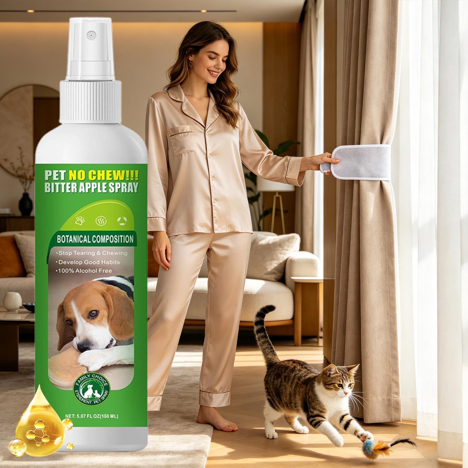 Spray anti-masticazione per cani, 100 ml, spray per cani, non masticare, per mobili di casa, divano, porta, angolo cortile, prato