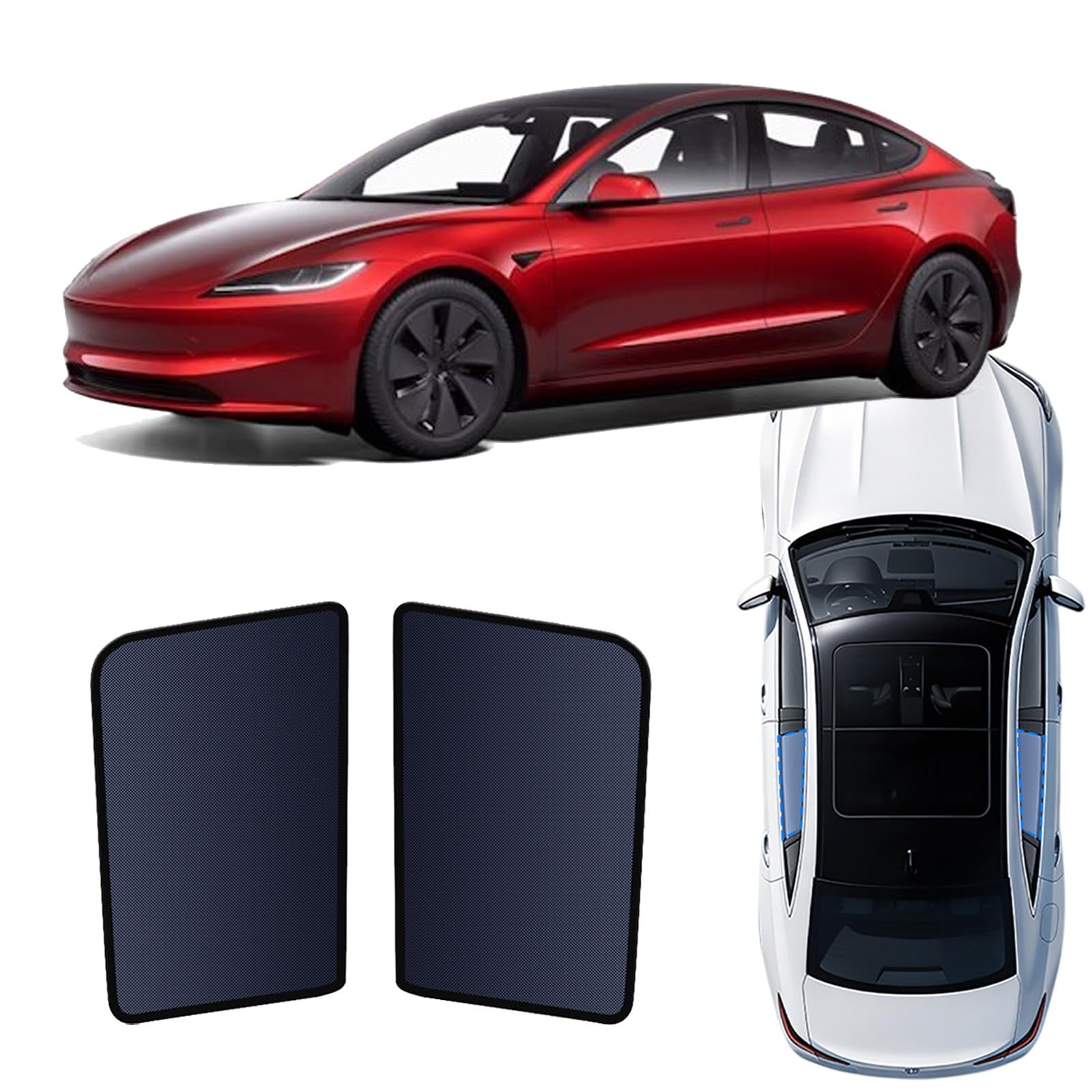 Parasol Coche para Tesla Model 3 2024-2026 | Protector Solar Automóviles Magnético Plegable Parasol de Coche para Descanso