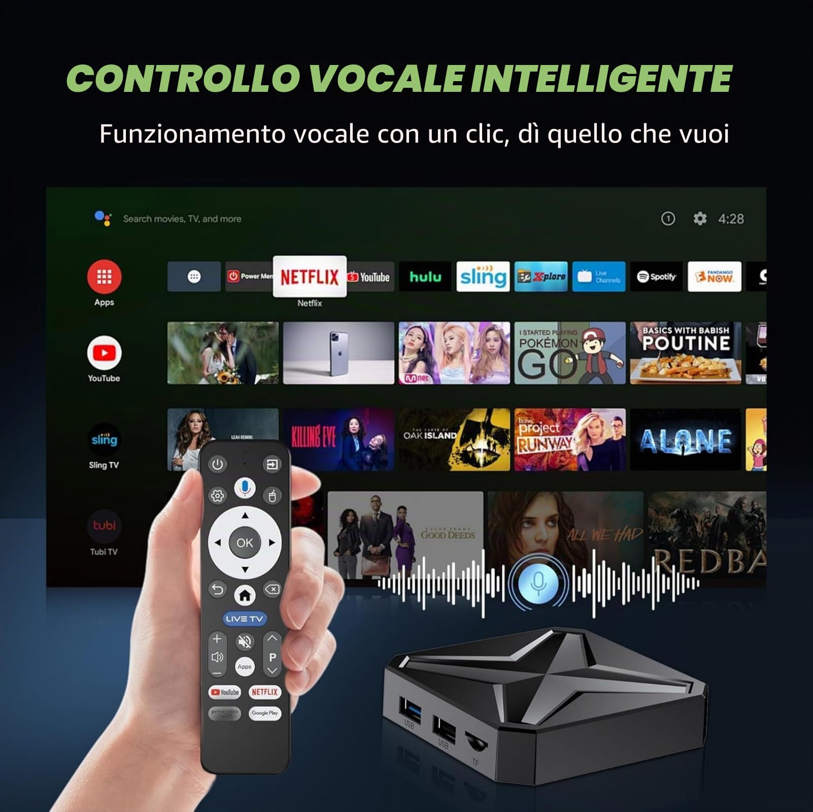 Android TV Box X88 Pro Lettore multimediale 4GB/32GB Box Android TV Android 13.0 RK3528 Quad-Core Cortex-A53 Box Android TV Supporto 8k WiFi 6 Smart TV Box