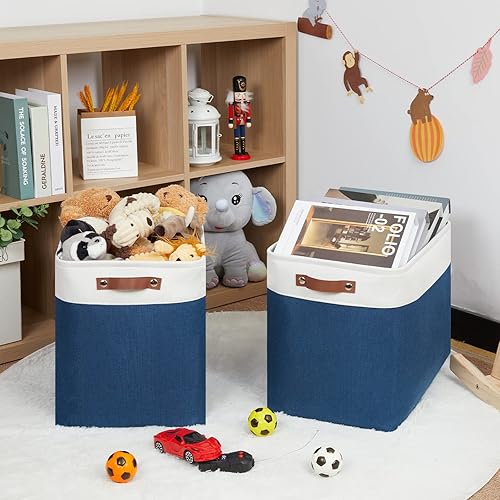 Vista 142 de HNZIGE - Canastas pequeñas de tela para organización (paquete de 6) canastas plegables de almacenamiento para estantes, armarios, lavandería, Asas