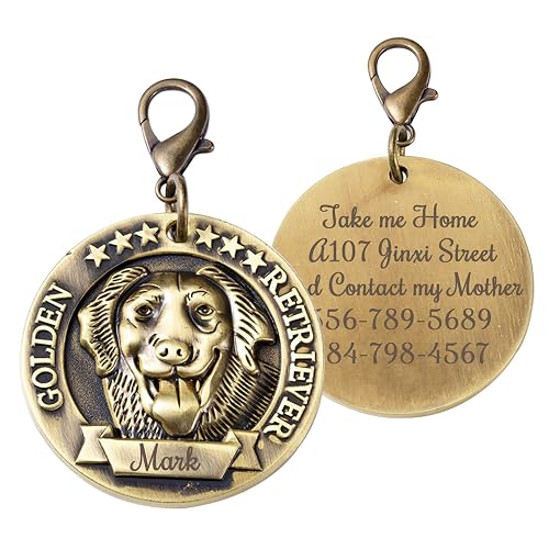 Uiopa Chapa Perro Diseño 3D Único Placa Grabada, Placa Identificativa para Collar de Mascota