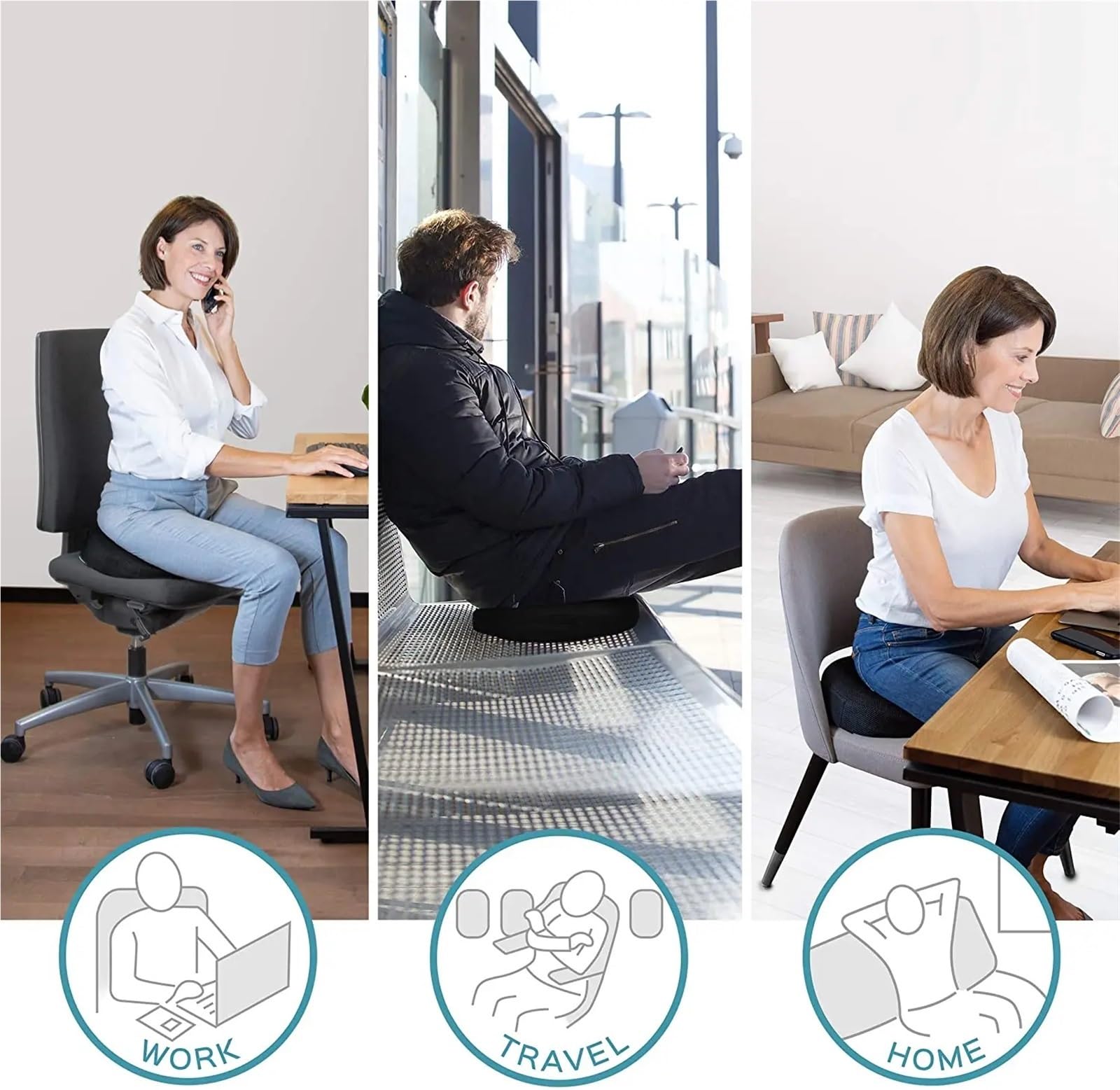 Memory Foam Sitzkissen Reise Atmungsaktives Sitzkissen Steißbein Memory Foam Sitz Massage Stuhl Kissen Pad Auto Gel Schwamm U-Form Sitzkissen Für Bürostuhl(with Gel)