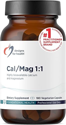 Designs for Health Cal/Mag 1:1-200mg Chelated Magnesium Malate + 200mg Calcium Malate Supplement - Non-GMO, Highly Absorbable Bone Support Nutrients