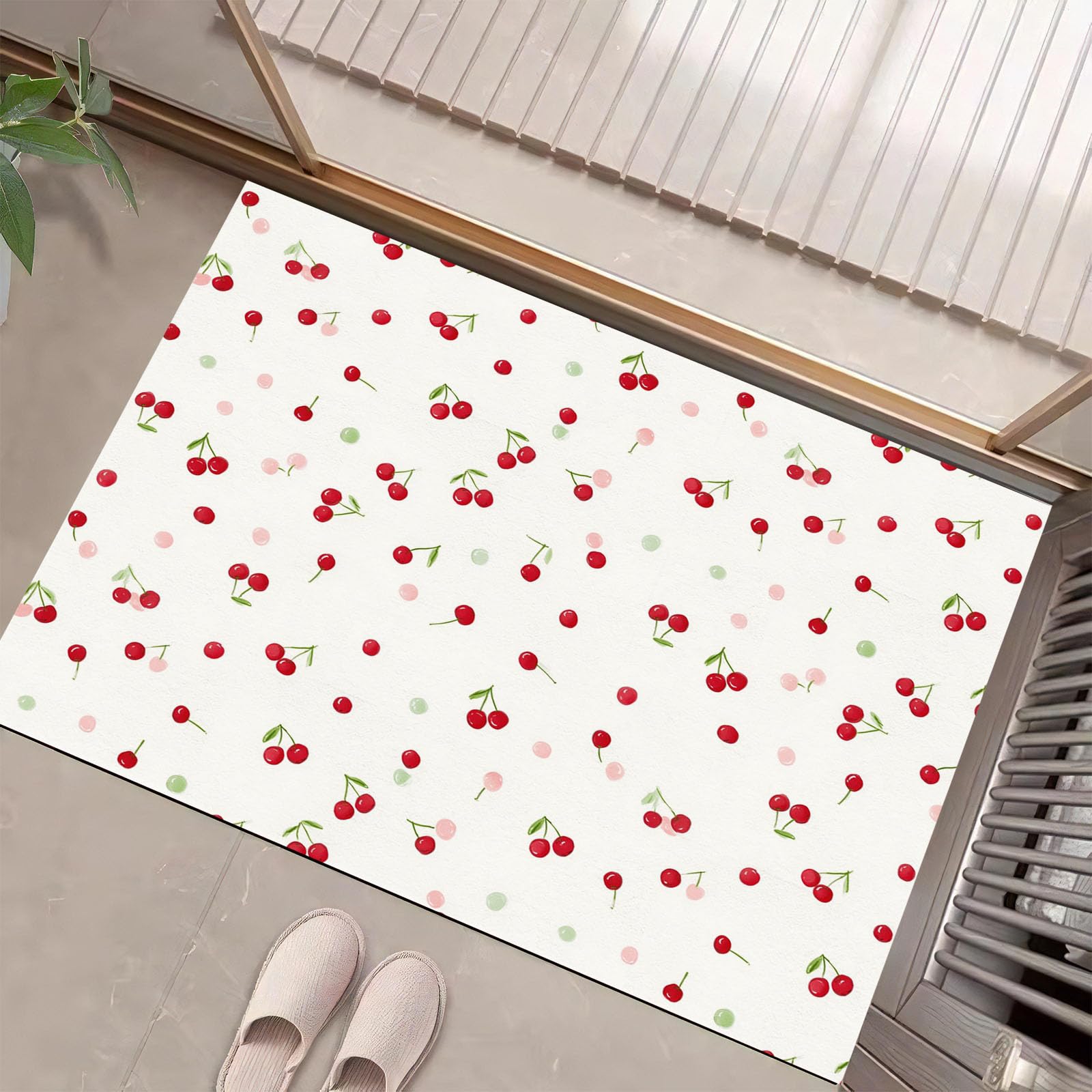 Tapis de sol décoratif cerise pour une entrée chaleureuse